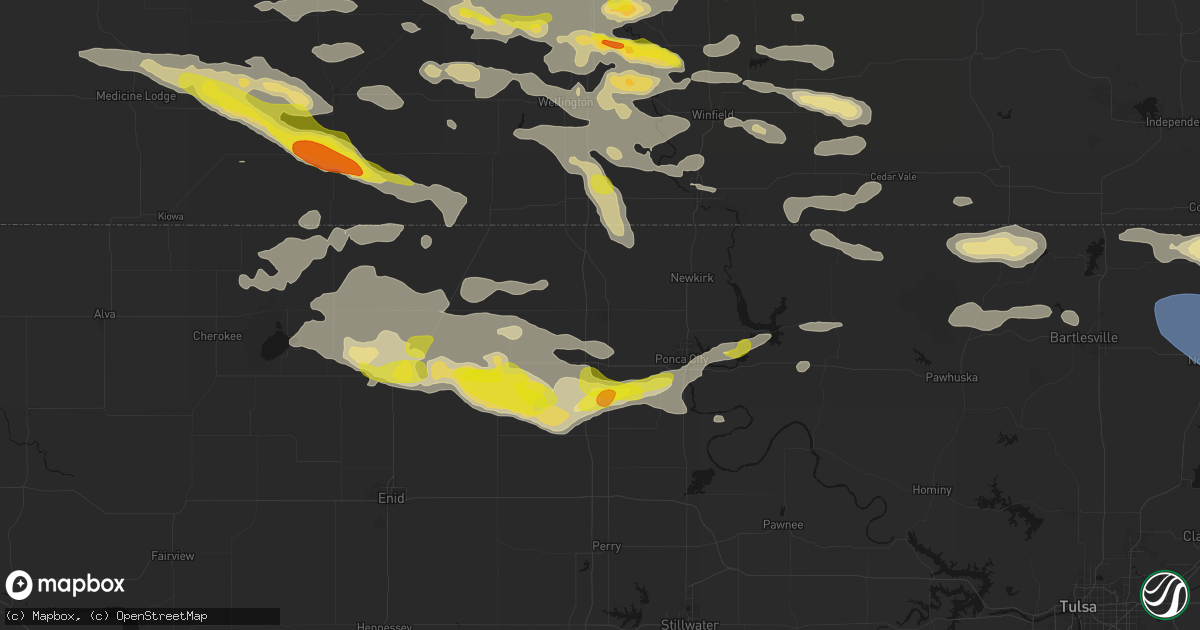 Hail map in Blackwell, OK on June 18, 2026