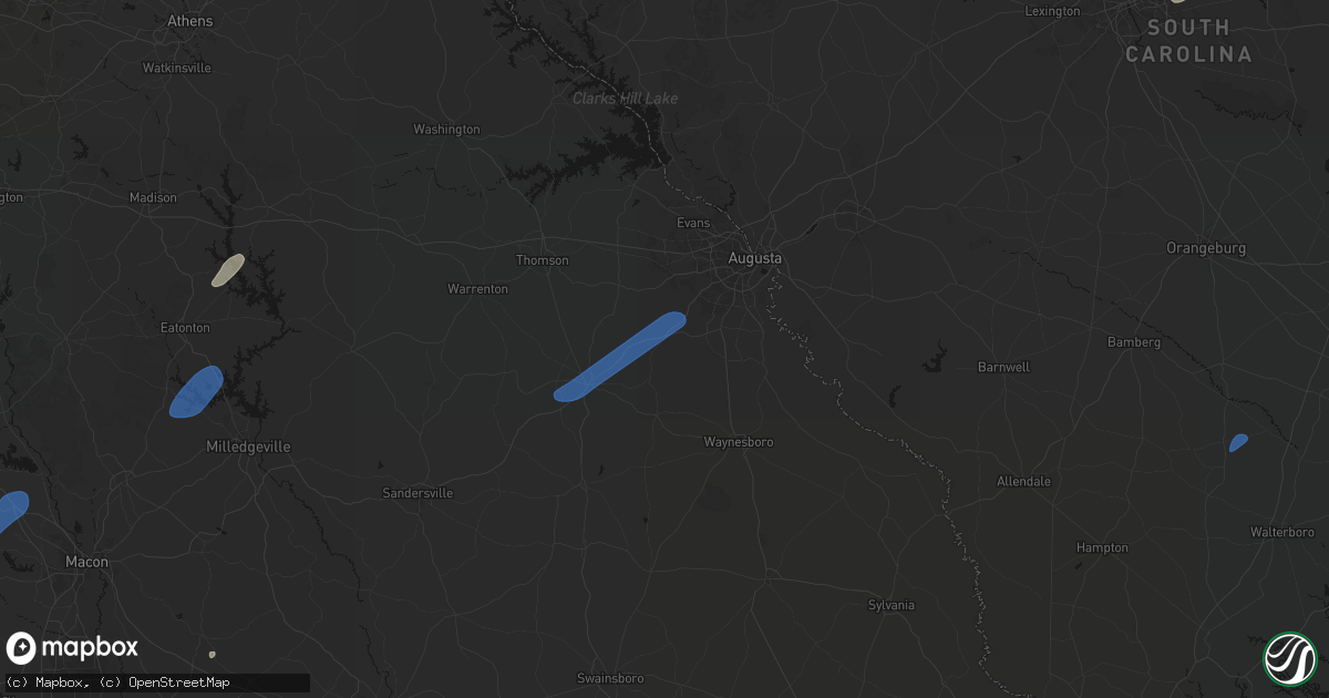 Hail map in Blythe, GA on June 18, 2026