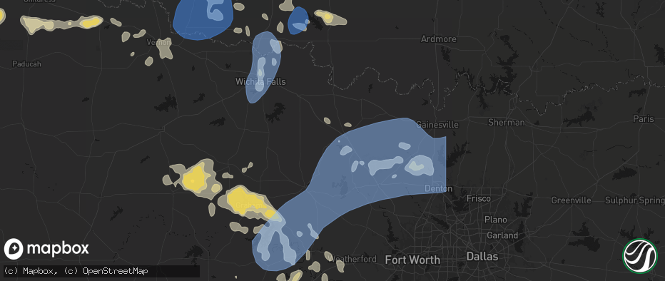 Hail map in Bowie, TX on June 18, 2026