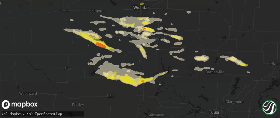 Hail map in Braman, OK on June 18, 2026