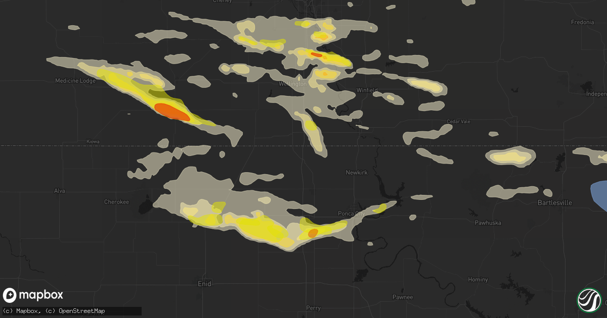 Hail map in Braman, OK on June 18, 2026