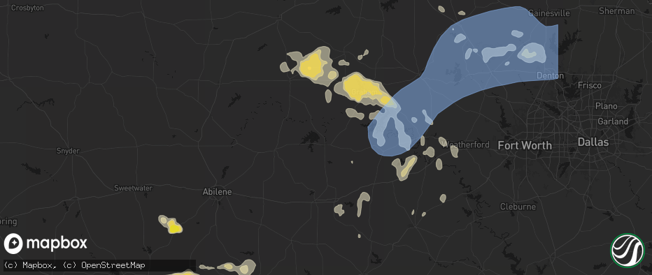 Hail map in Breckenridge, TX on June 18, 2026