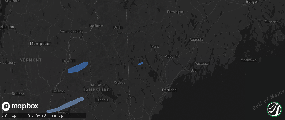 Hail map in Bridgton, ME on June 18, 2026