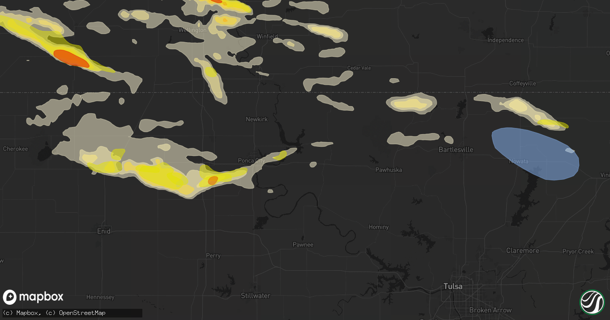 Hail map in Burbank, OK on June 18, 2026