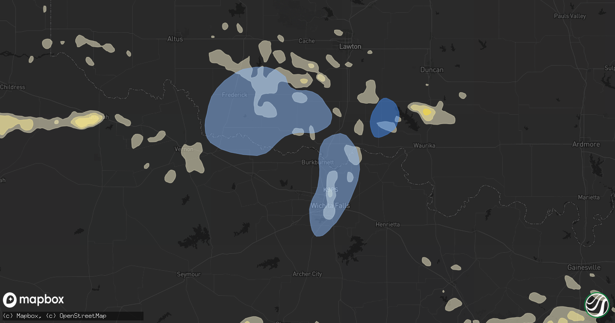 Hail map in Burkburnett, TX on June 18, 2026
