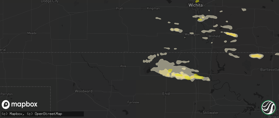 Hail map in Burlington, OK on June 18, 2026