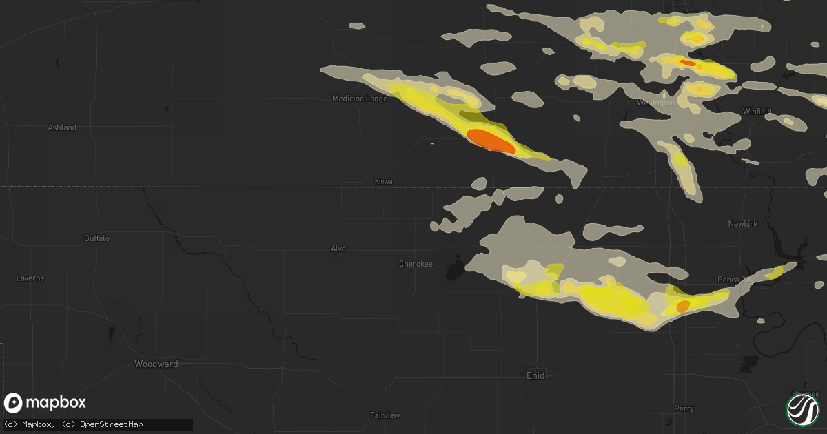 Hail map in Burlington, OK on June 18, 2026