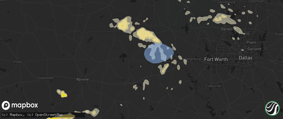 Hail map in Caddo, TX on June 18, 2026