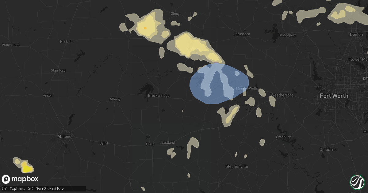 Hail map in Caddo, TX on June 18, 2026