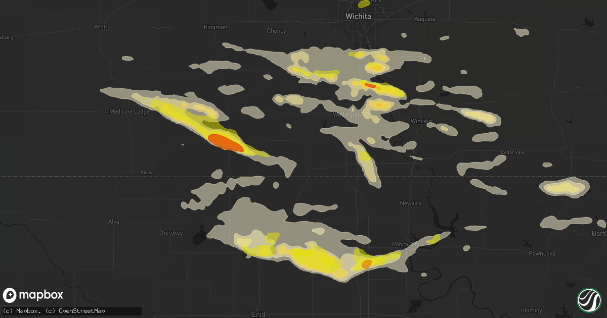 Hail map in Caldwell, KS on June 18, 2026