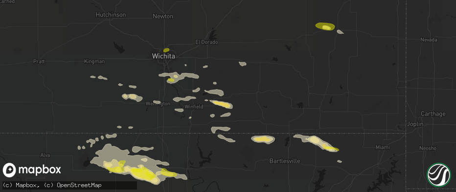 Hail map in Cambridge, KS on June 18, 2026