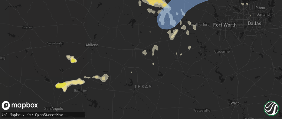 Hail map in Carbon, TX on June 18, 2026