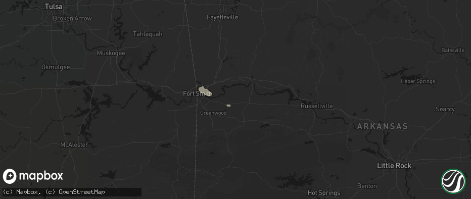 Hail map in Charleston, AR on June 18, 2026