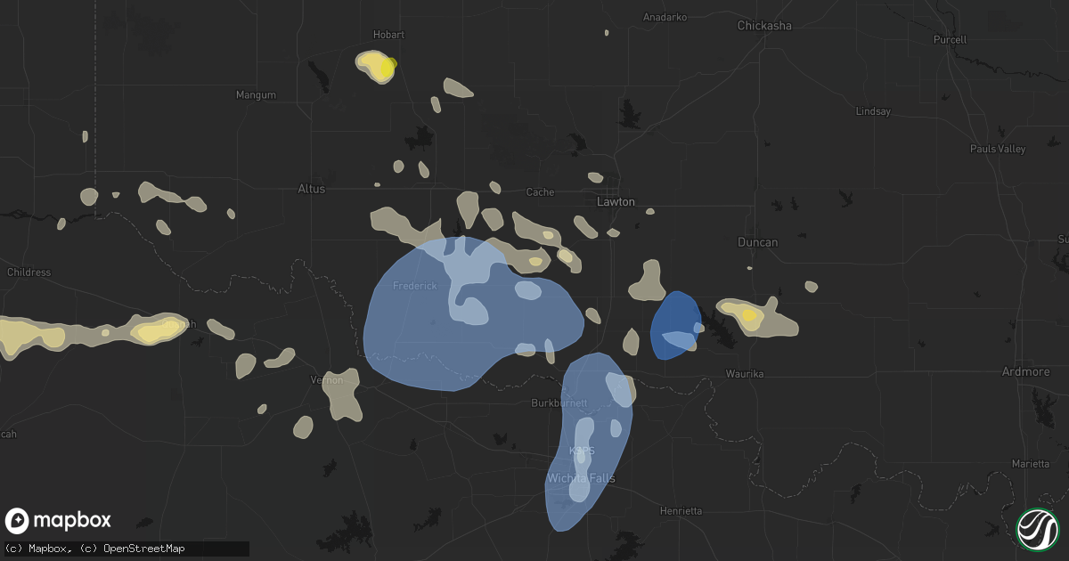 Hail map in Chattanooga, OK on June 18, 2026