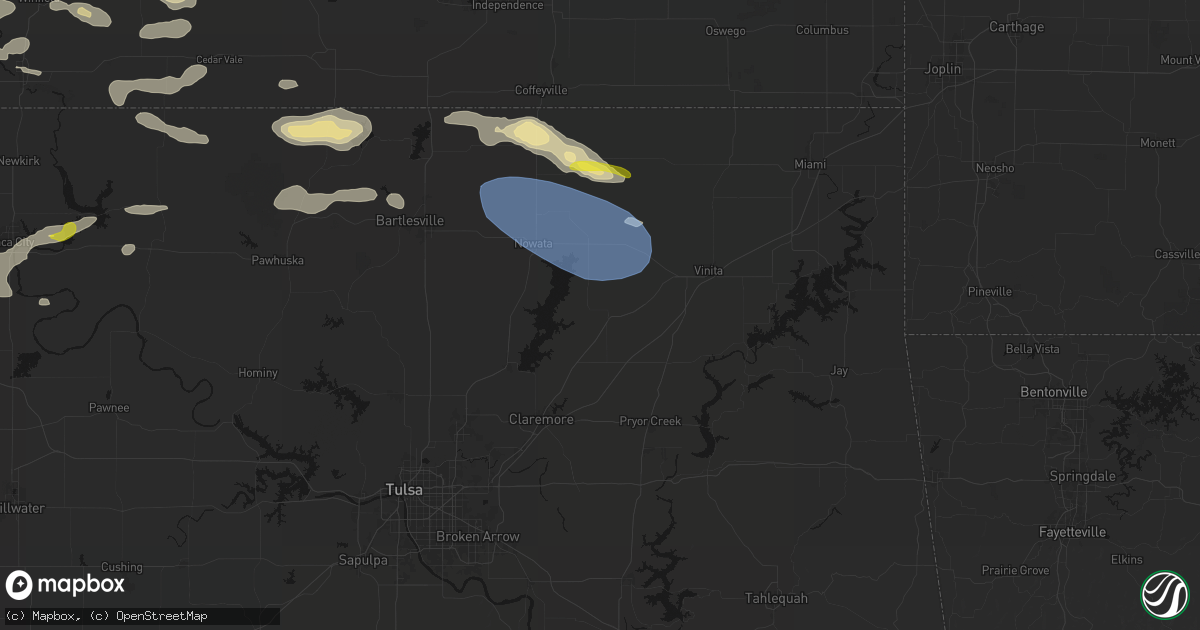 Hail map in Chelsea, OK on June 18, 2026