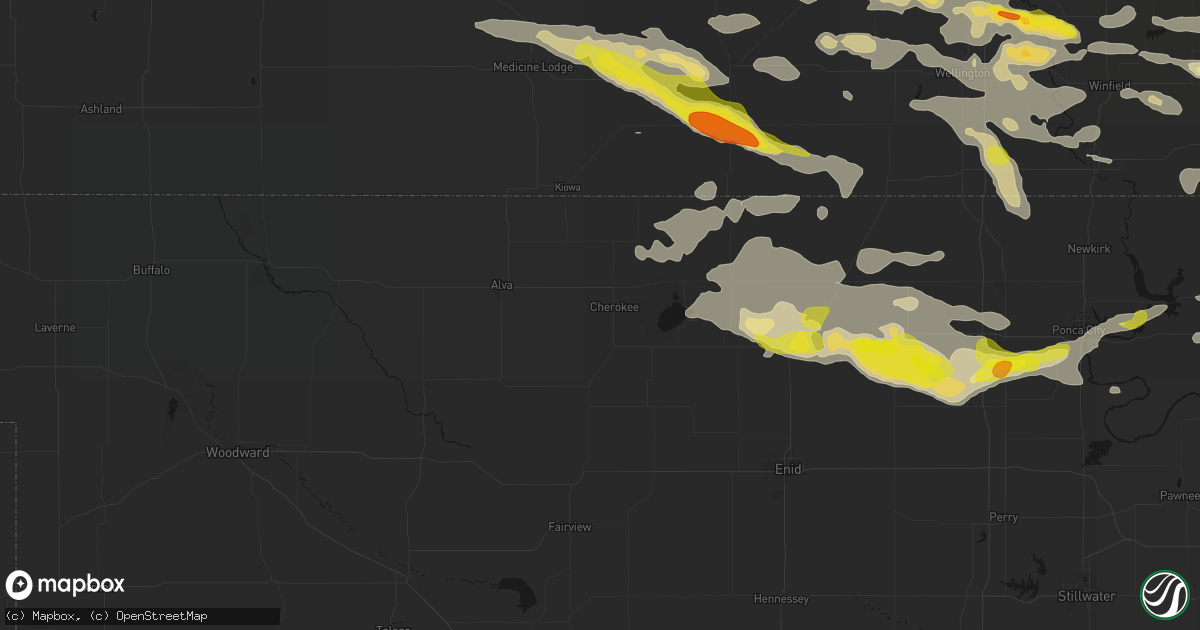 Hail map in Cherokee, OK on June 18, 2026