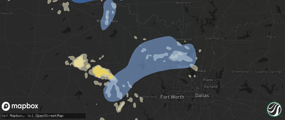 Hail map in Chico, TX on June 18, 2026