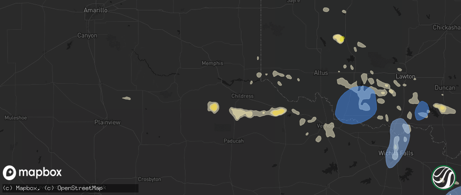 Hail map in Childress, TX on June 18, 2026