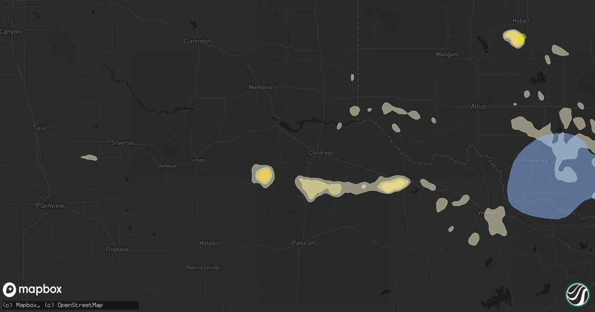 Hail map in Childress, TX on June 18, 2026