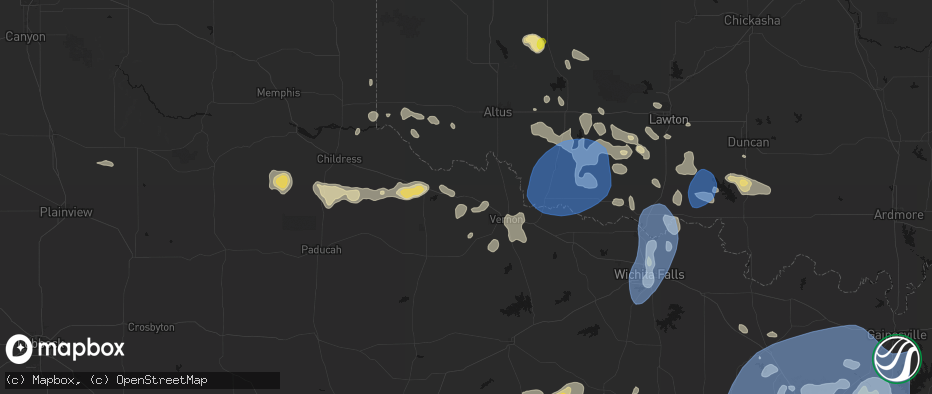Hail map in Chillicothe, TX on June 18, 2026