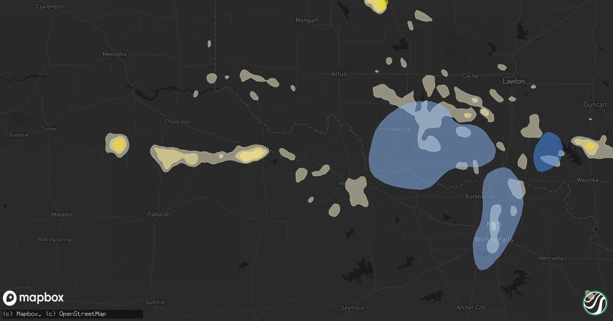 Hail map in Chillicothe, TX on June 18, 2026