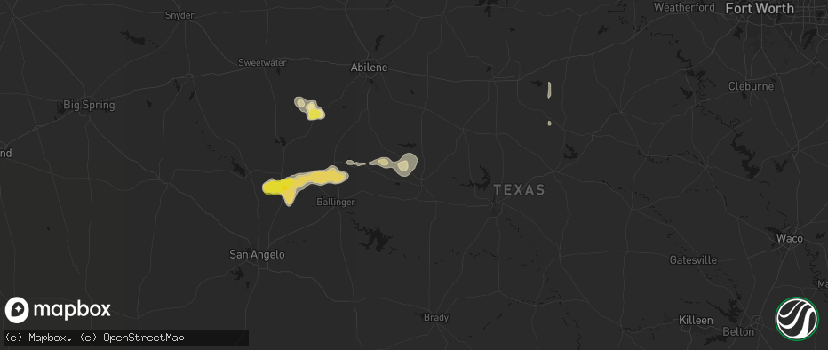 Hail map in Coleman, TX on June 18, 2026
