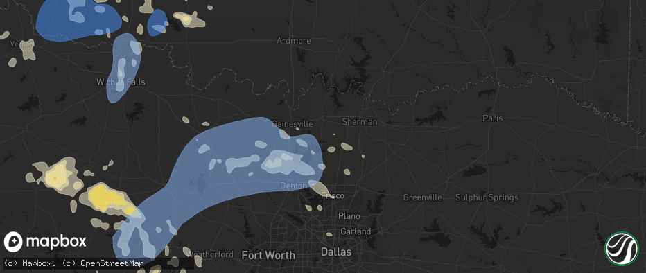 Hail map in Collinsville, TX on June 18, 2026