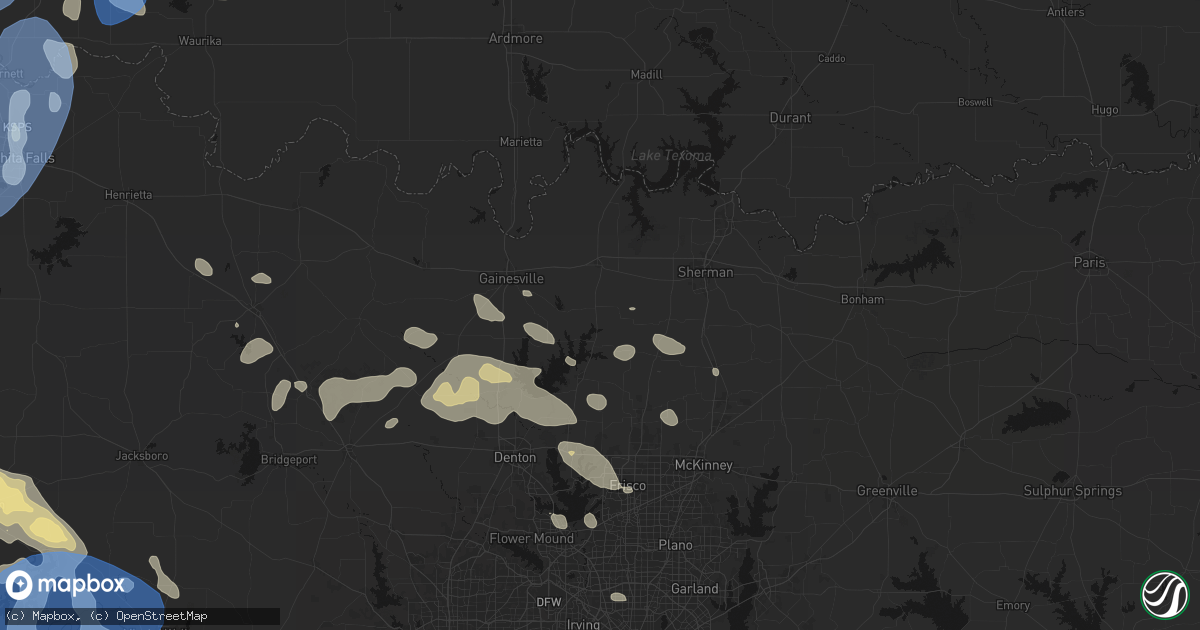 Hail map in Collinsville, TX on June 18, 2026