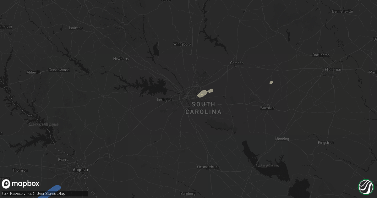Hail map in Columbia, SC on June 18, 2026