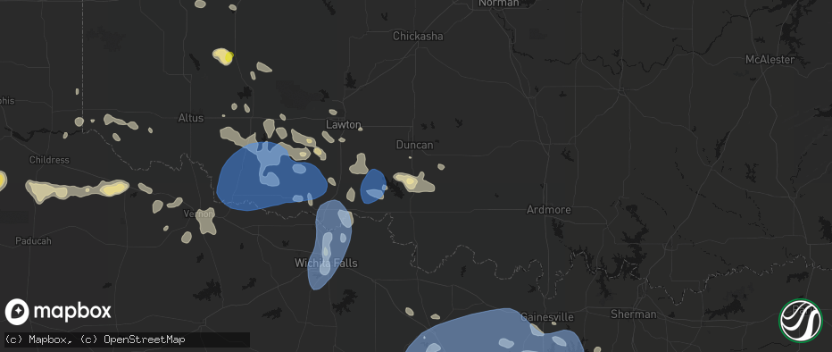 Hail map in Comanche, OK on June 18, 2026