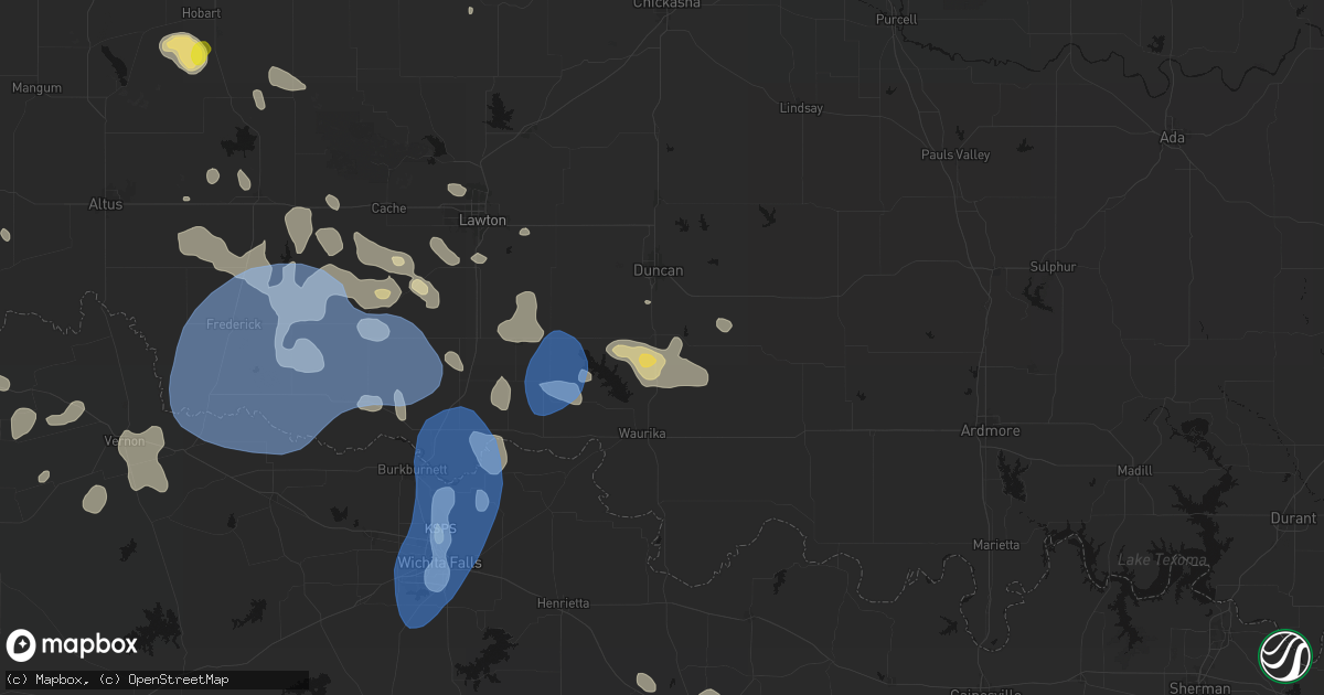 Hail map in Comanche, OK on June 18, 2026