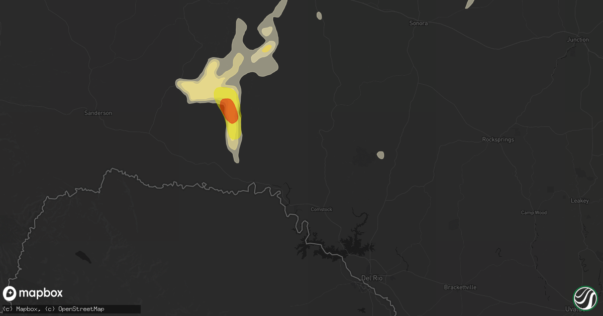 Hail map in Comstock, TX on June 18, 2026