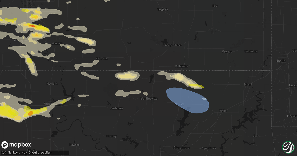 Hail map in Copan, OK on June 18, 2026