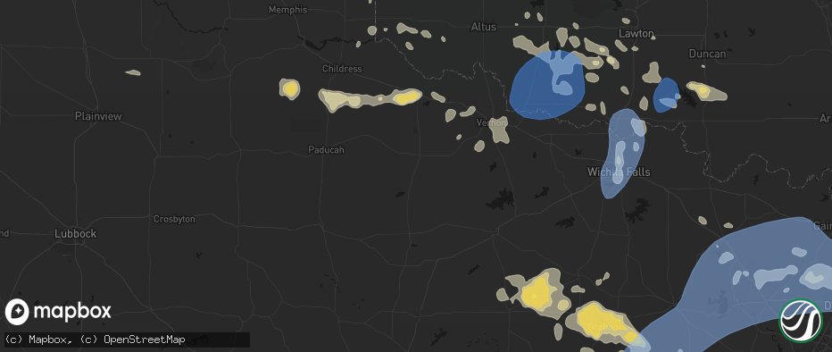 Hail map in Crowell, TX on June 18, 2026