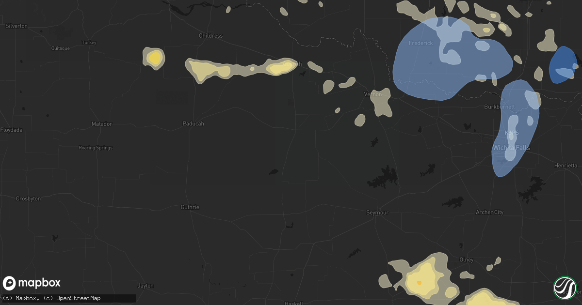 Hail map in Crowell, TX on June 18, 2026