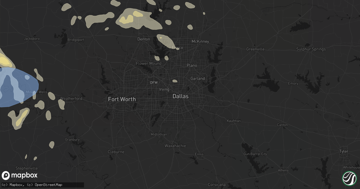 Hail map in Dallas, TX on June 18, 2026