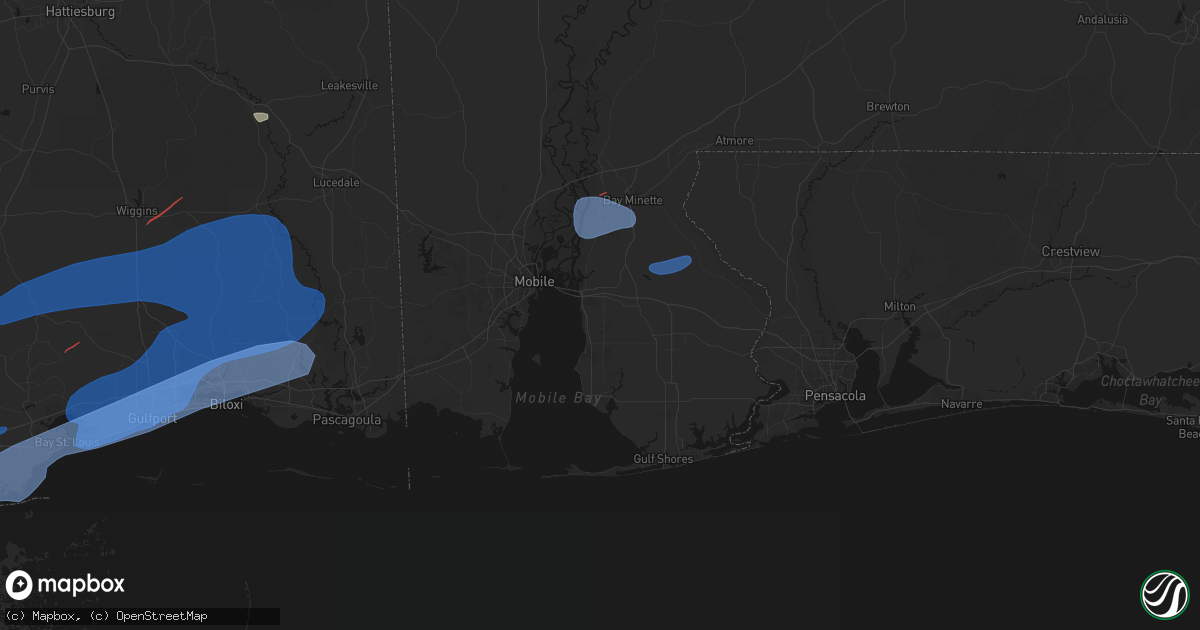 Hail map in Daphne, AL on June 18, 2026