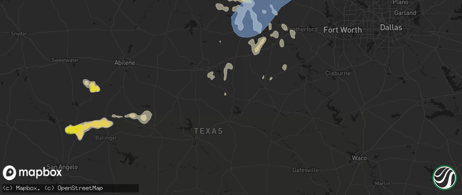 Hail map in De Leon, TX on June 18, 2026