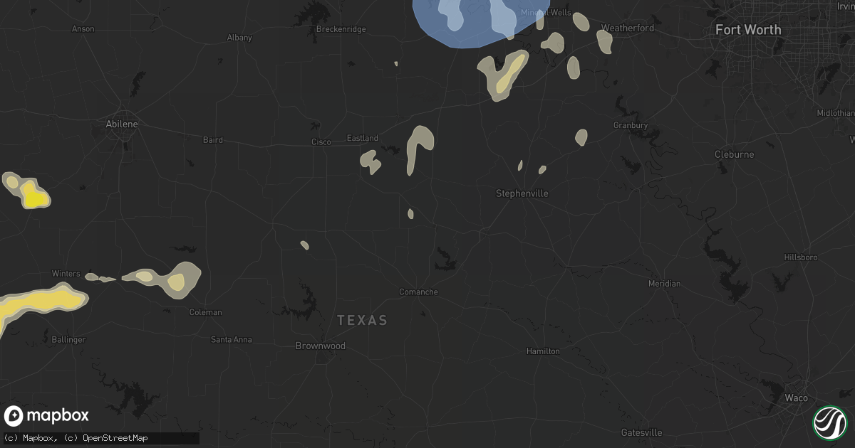 Hail map in De Leon, TX on June 18, 2026