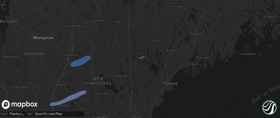 Hail map in Denmark, ME on June 18, 2026
