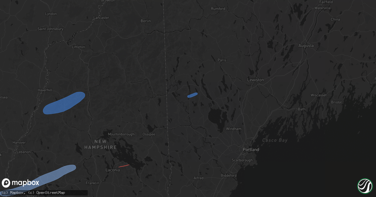 Hail map in Denmark, ME on June 18, 2026