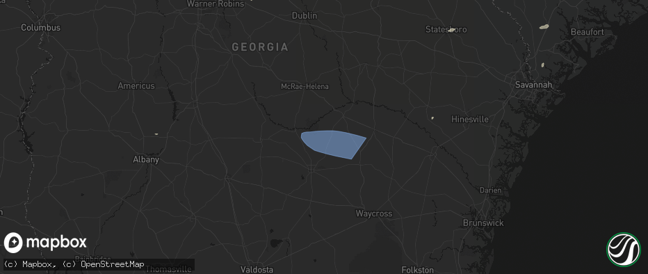Hail map in Denton, GA on June 18, 2026