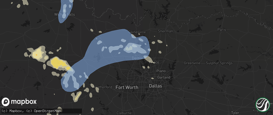 Hail map in Denton, TX on June 18, 2026