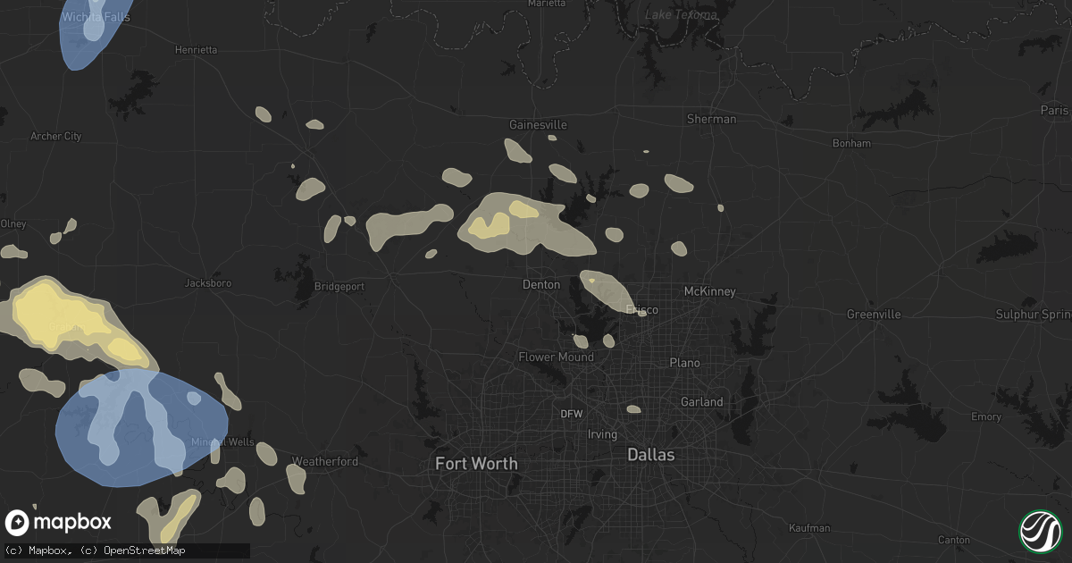 Hail map in Denton, TX on June 18, 2026