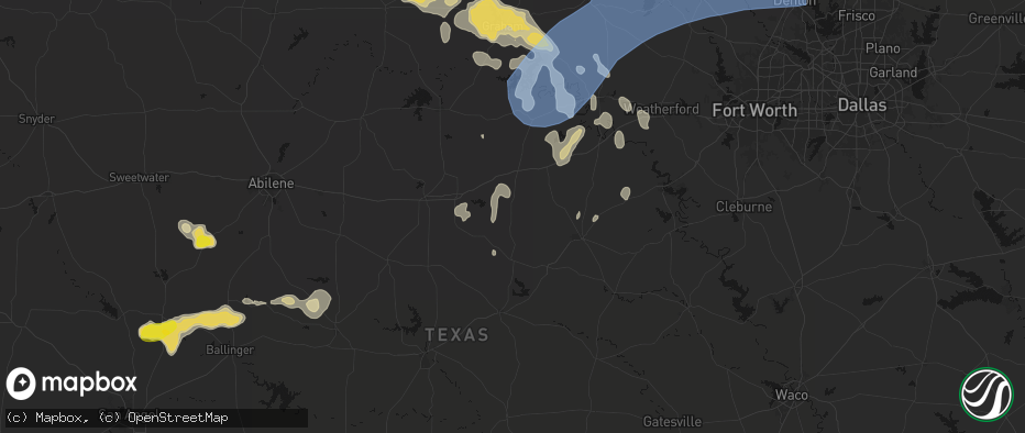 Hail map in Desdemona, TX on June 18, 2026