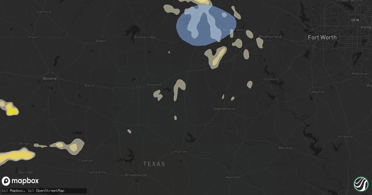 Hail map in Desdemona, TX on June 18, 2026