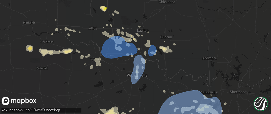 Hail map in Devol, OK on June 18, 2026