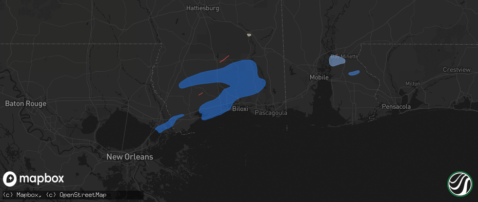 Hail map in Diberville, MS on June 18, 2026