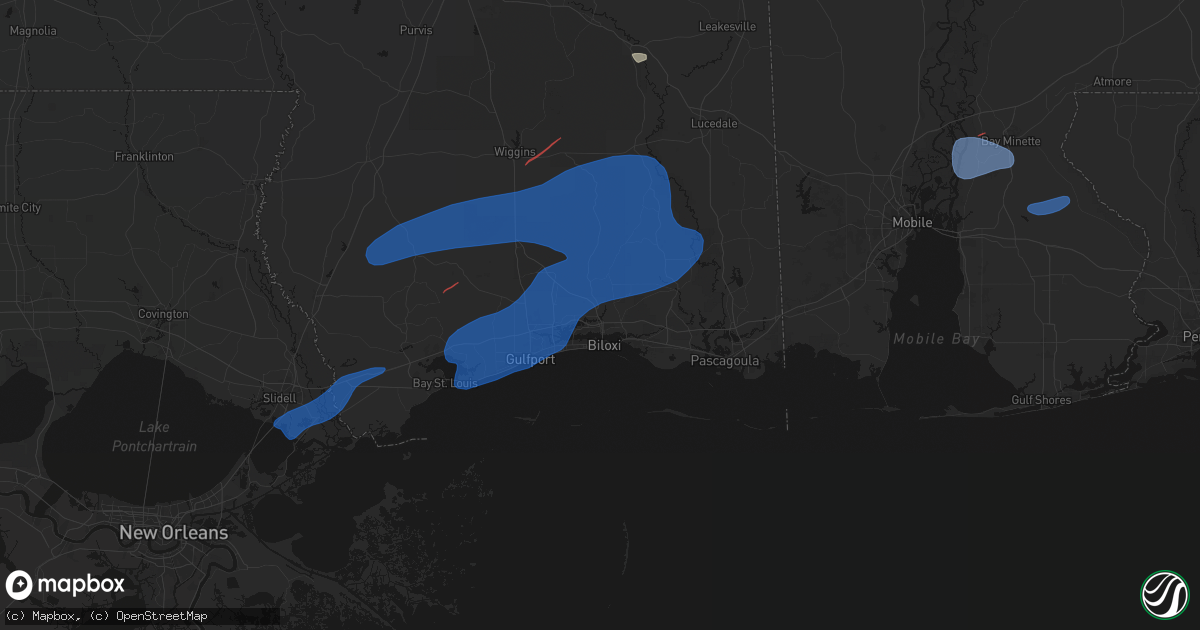 Hail map in Diberville, MS on June 18, 2026