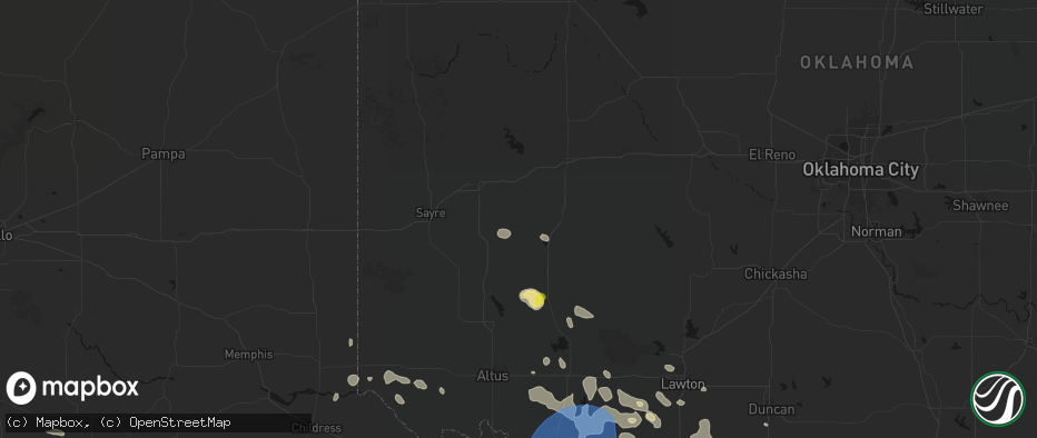 Hail map in Dill City, OK on June 18, 2026
